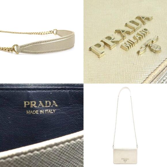 PRADA Gold Leather Shoulder Bag